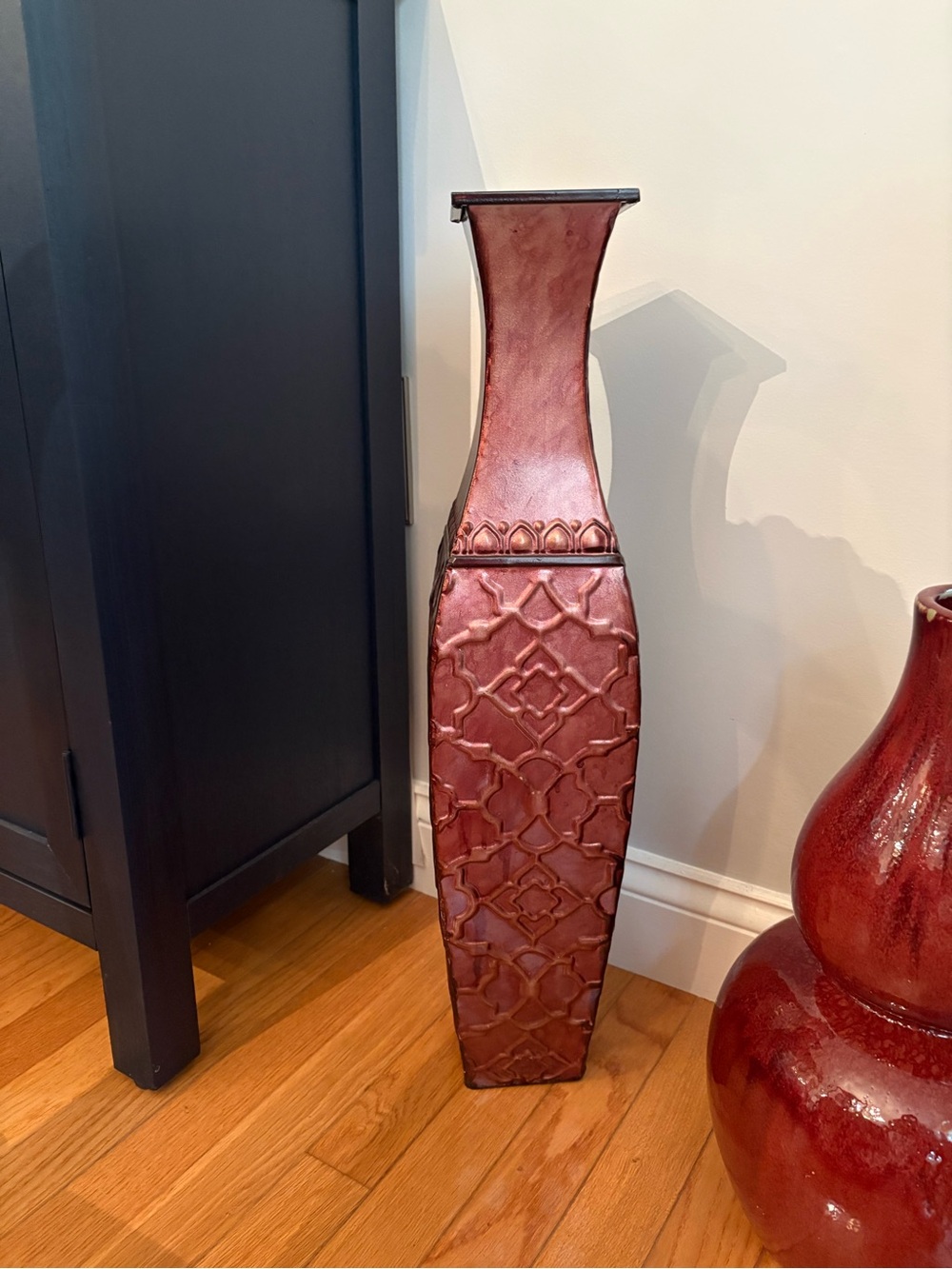 Element Red Embossed Tall Floor Vase